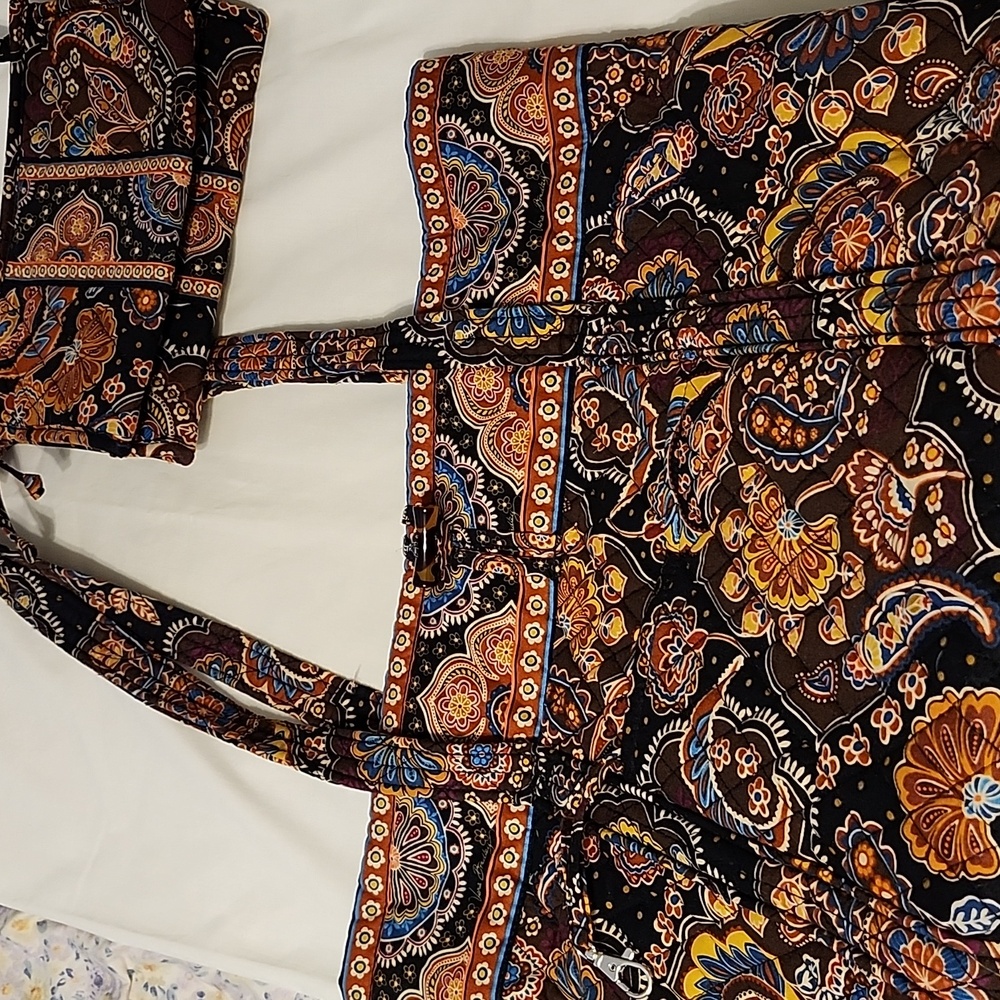 Vera Bradley Dark Paisley Quilted Bag With Bonus Makeup Bag